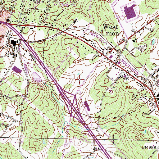 Topographic Map of West Union Post Office, SC