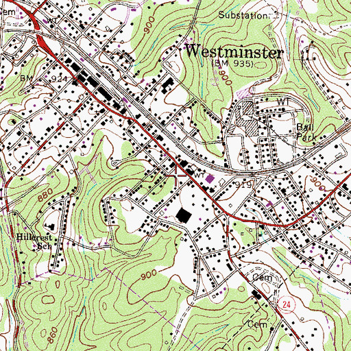 Topographic Map of Westminster Post Office, SC