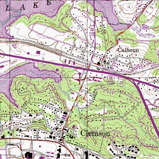 Topographic Map of Clemson Post Office, SC