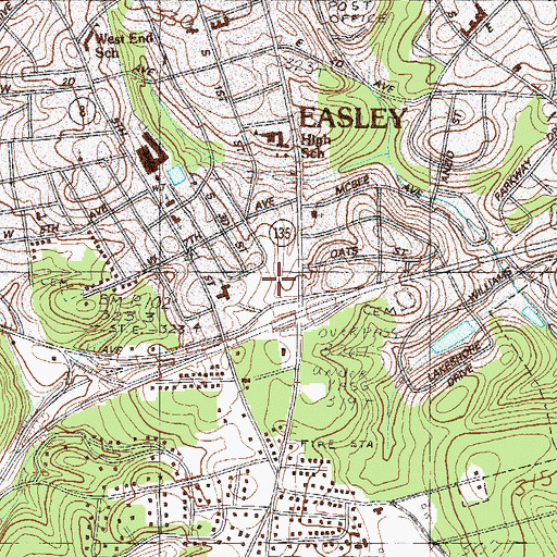 Topographic Map of Easley Post Office, SC