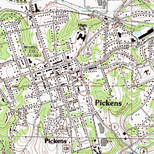 Topographic Map of Pickens Post Office, SC