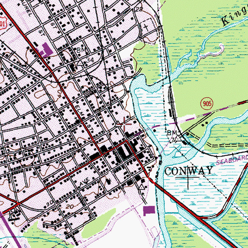 Topographic Map of Conway Post Office, SC