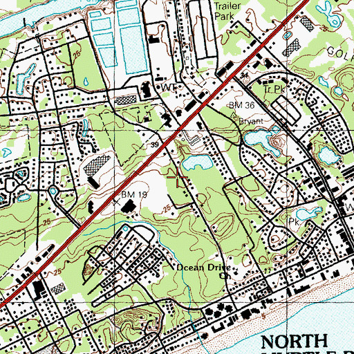 Topographic Map of North Myrtle Beach Post Office, SC