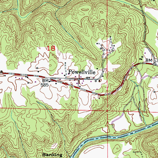 Topographic Map of Powellville, AL
