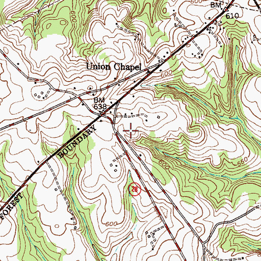 Topographic Map of WABV-AM (Abbeville), SC
