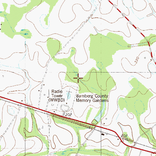 Topographic Map of WWBD-AM (Bamberg-Denmark), SC