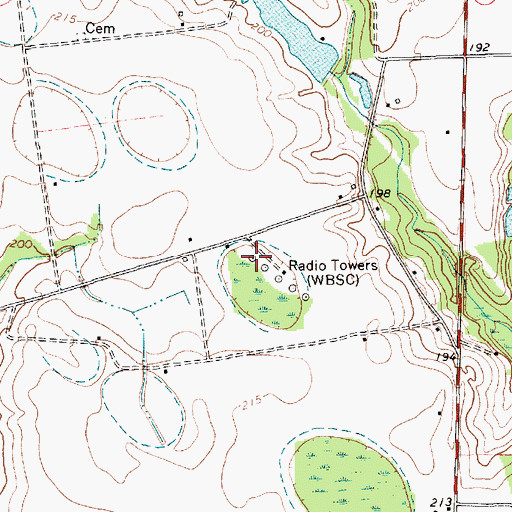 Topographic Map of WBSC-AM (Bennettsville), SC