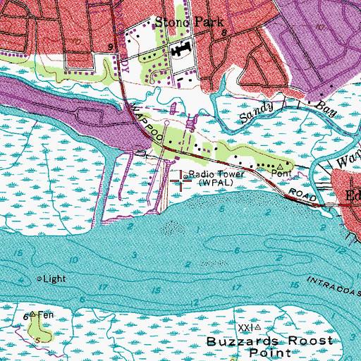 Topographic Map of WPAL-AM (Charleston), SC