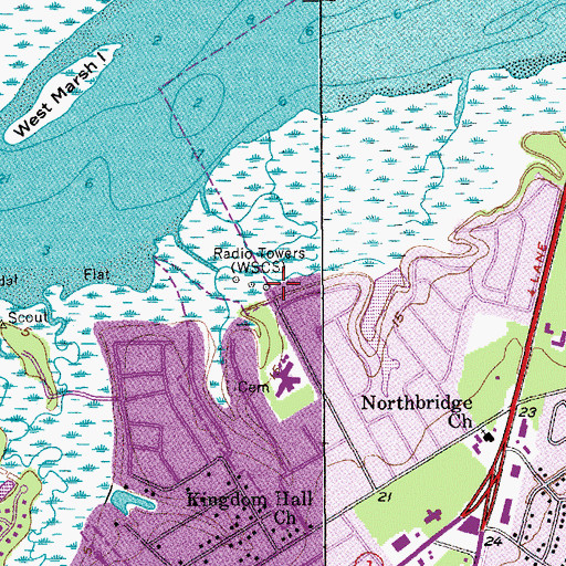 Topographic Map of WCSE-AM (Charleston), SC