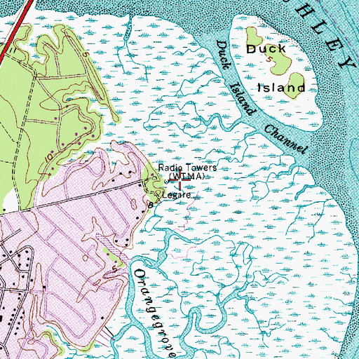 Topographic Map of WTMA-AM (Charleston), SC