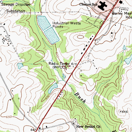 Topographic Map of WPCC-AM (Clinton), SC