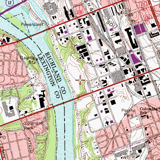 Topographic Map of WOIC-AM (Columbia), SC