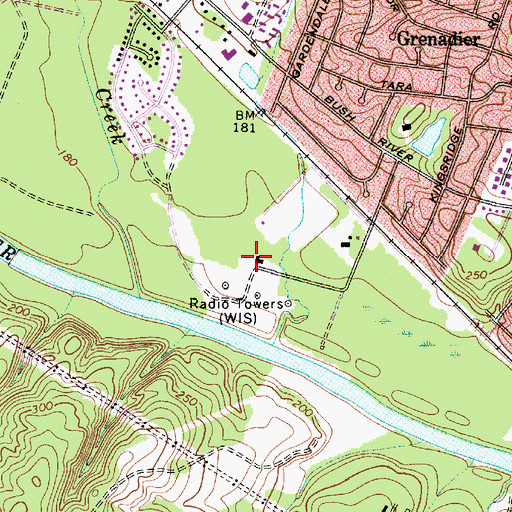 Topographic Map of WVOC-AM (Columbia), SC