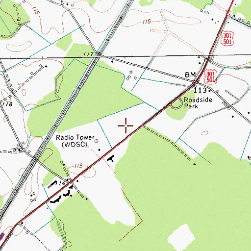 Topographic Map of WDSC-AM (Dillon), SC
