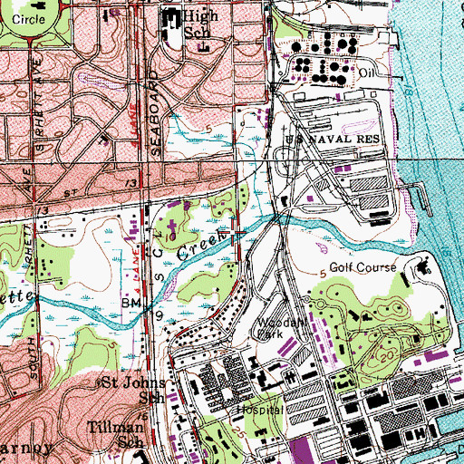 Topographic Map of WVVO-AM (Dorchester Terrace-Brentwood), SC
