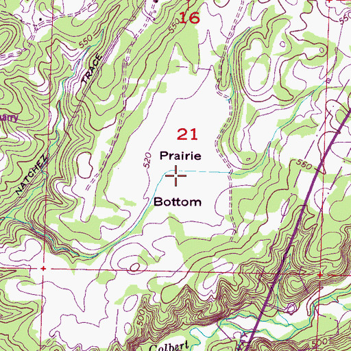 Topographic Map of Prairie Bottom, AL