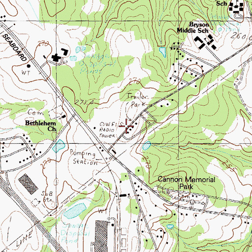 Topographic Map of WFIS-AM (Fountain Inn), SC