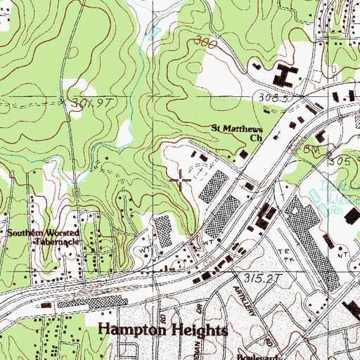 Topographic Map of WMUU-AM (Greenville), SC