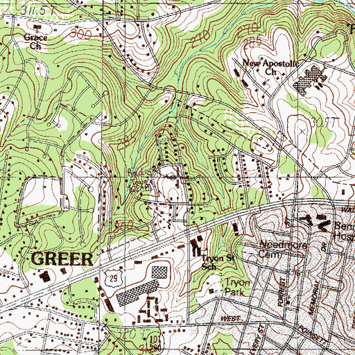 Topographic Map of WPJM-AM (Greer), SC