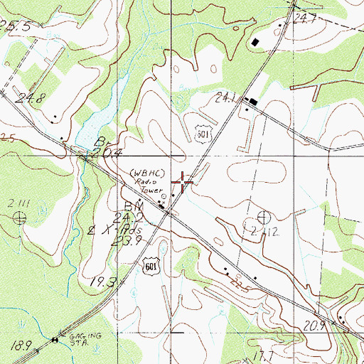 Topographic Map of WBHC-AM (Hampton), SC
