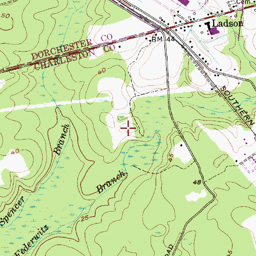 Topographic Map of WKAO-AM (Hanahan), SC