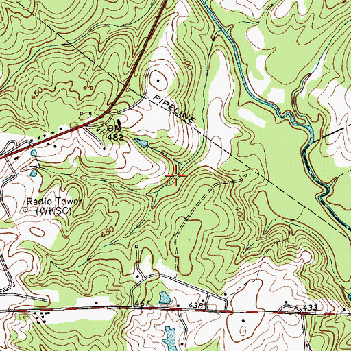 Topographic Map of WKSC-AM (Kershaw), SC