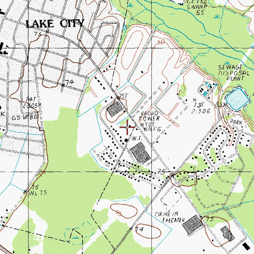 Topographic Map of WJOT-AM (Lake City), SC