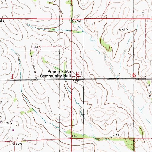 Topographic Map of Prairie Eden Community Hall, AL