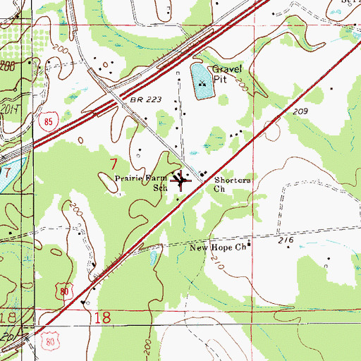 Topographic Map of Prairie Farm School, AL