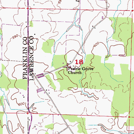 Topographic Map of Prairie Grove Church, AL