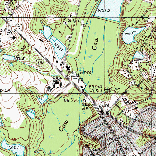 Topographic Map of WORG-AM (Orangeburg), SC