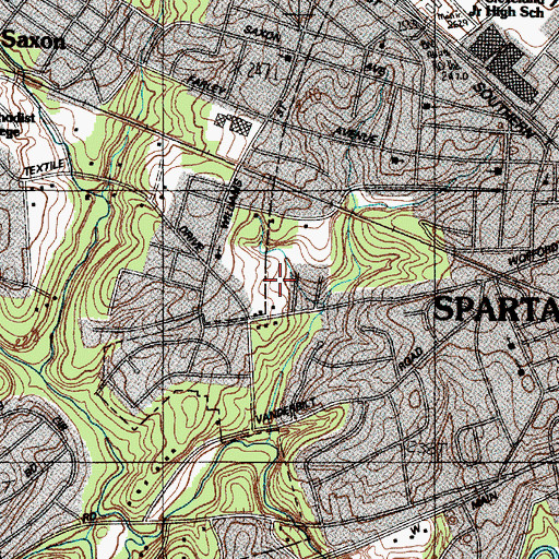 Topographic Map of WASC-AM (Spartanburg), SC