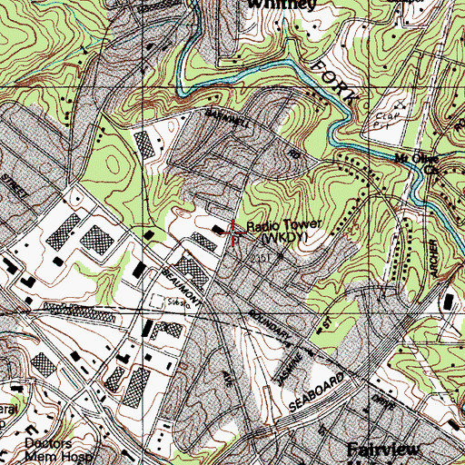 Topographic Map of WKDY-AM (Spartanburg), SC