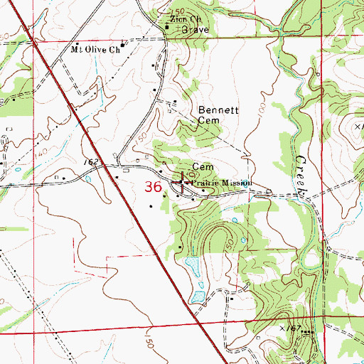 Topographic Map of Prairie Mission Church, AL