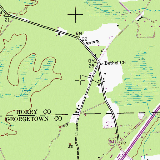 Topographic Map of WYAK-AM (Surfside Beach-Garden City Beach), SC