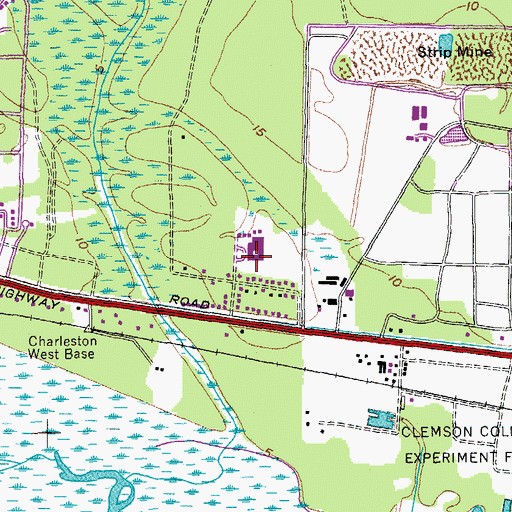Topographic Map of WCEW-FM (Charleston), SC