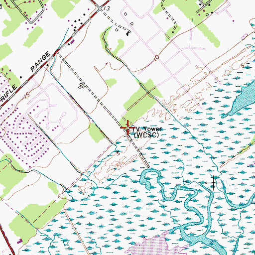 Topographic Map of WSSX-FM (Charleston), SC
