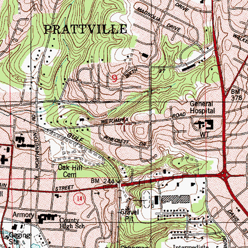 Topographic Map of Prattville, AL