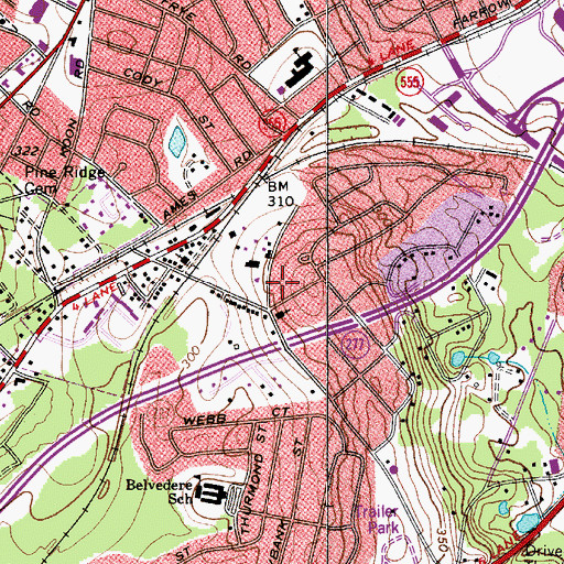 Topographic Map of WOMG-FM (Columbia), SC