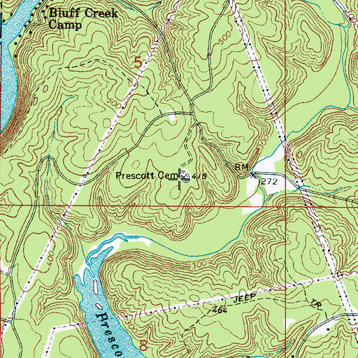 Topographic Map of Prescott Cemetery, AL