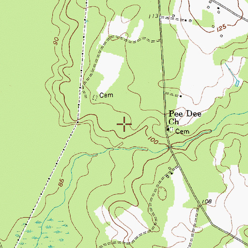 Topographic Map of WZNS-FM (Dillon), SC