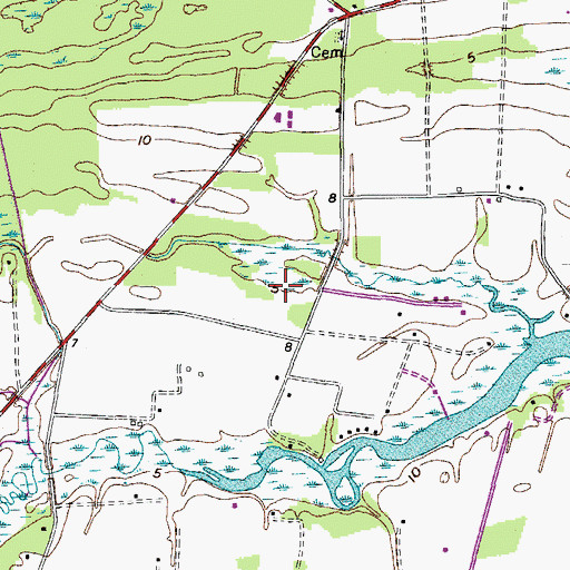 Topographic Map of WYBB-FM (Folly Beach), SC