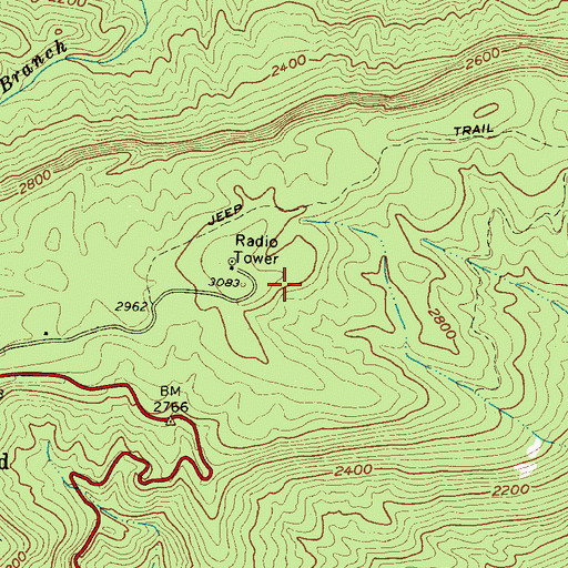 Topographic Map of WFBC-FM (Greenville), SC