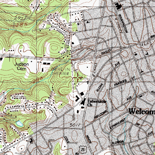 Topographic Map of WTBI-FM (Greenville), SC