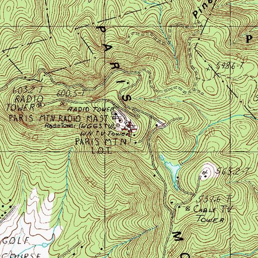 Topographic Map of WEPR-FM (Greenville), SC