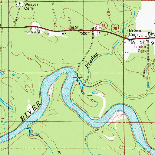 Topographic Map of Presley Branch, AL