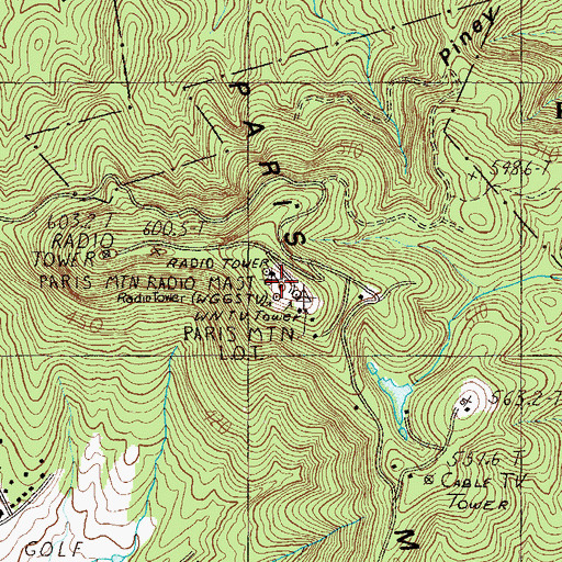Topographic Map of WMUU-FM (Greenville), SC