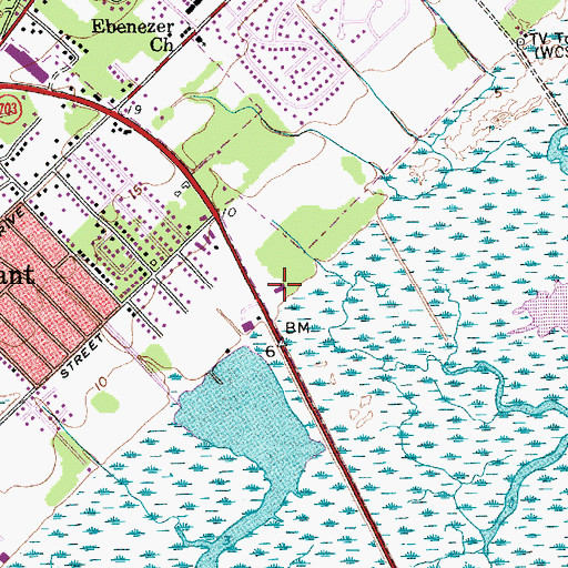 Topographic Map of WDXZ-FM (Mount Pleasant), SC