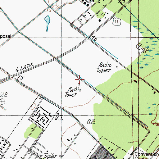 Topographic Map of WJYR-FM (Myrtle Beach), SC