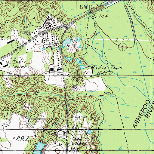 Topographic Map of WALD-FM (Walterboro), SC